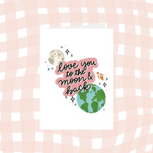 je t’aime jusqu’à la lune et retour // carte de fête des mères // carte vierge // pour maman // pour grand-mère // pour belle-mère // pour maman // pour grand-mère