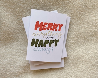 merry everything and happy always card // blank christmas card // teacher christmas card // merry christmas card // family christmas card