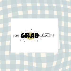 conGRADulations // carte de félicitations // pour l’obtention du diplôme // diplômé du secondaire // diplômé du collège universitaire // diplômé du préscolaire // carte de punny