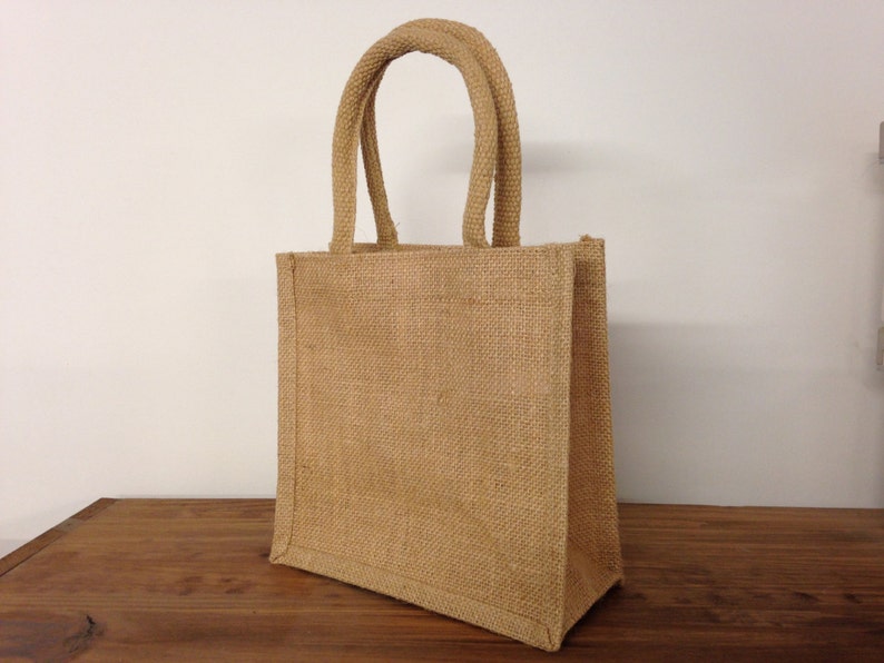 10x Jute Bags plain 20 X 20 X 10cm Small Padded Cotton Handles Etsy