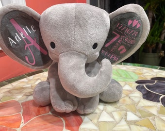 Elephant baby birth stat stuffed animal