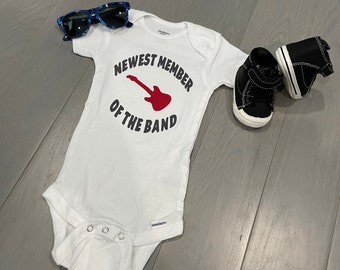 Newest member of the band. Newborn funny baby onesie