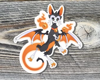 Whiskerwisp Fakemon Feline Monster Sticker Spooky Ghost Cat Laptop Decal