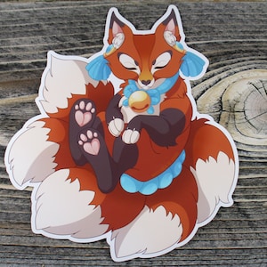LIQUIDAÇÃO Kitsune Adesivo de Vinil de Raposa de Muitas Caudas ~ Decalque para Laptop Foxy e Cartão Mini Monstro