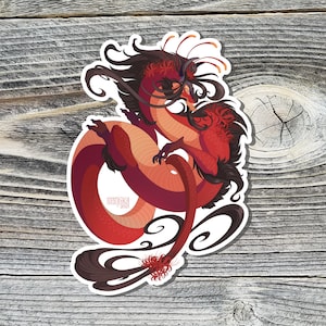 Spider Lily Botanical Dragon Vinyl Sticker - Monster Laptop Decal and Mini Monster Print