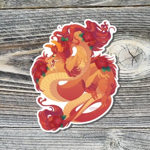 Hibiscus Botanical Dragon Vinyl Sticker - Monster Laptop Decal and Mini Monster Print