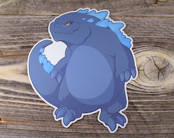 Kawaii Godzilla-vinylstickers ~ Chibi Kaiju-laptopsticker en minimonsterkaart
