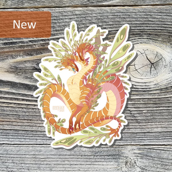 Leafy Sea Dragon Aquatic Dragon Vinyl Sticker - Monster Laptop Decal and Mini Monster Print