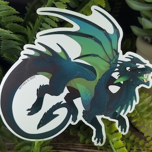 Dark Swamp Dragon 5 inch Sticker & Mini Monster Print ~ Fantasy Laptop Decal
