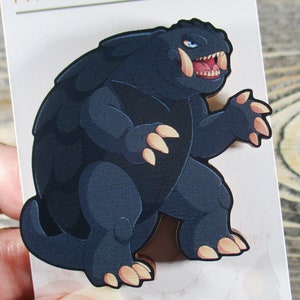 Kawaii Gamera, Friend to All Children Sustainable Wood Lapel Pin  ~ Chibi Kaiju Monster Badge