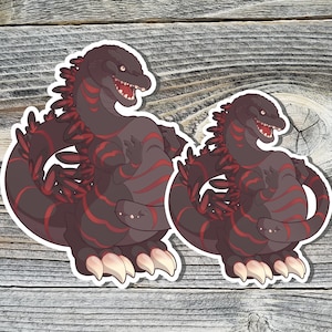 Adesivos de vinil Kawaii Shin Godzilla de 5 e 4 polegadas ~ Decalque para laptop Chibi Kaiju e cartão mini monstro