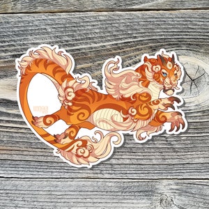 Mystical Tiger Beast Vinyl Sticker - Monster Laptop Decal and Mini Monster Print