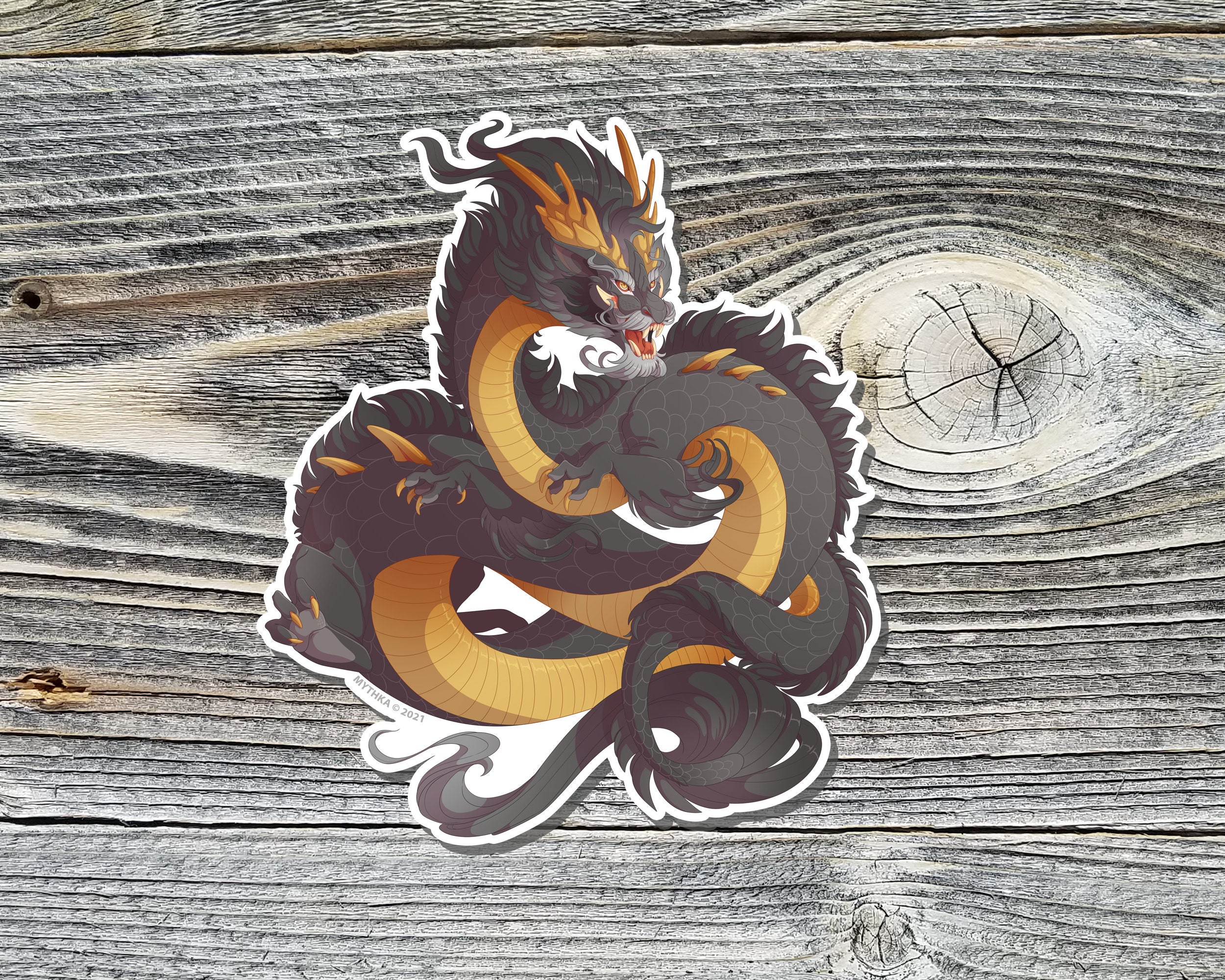 Asian Dragon Vinyl Sticker ~ Monster Danger Noodle Laptop Decal and Mini Monster Print