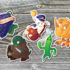 Final Fantasy 3 inch Stickers ~ Moogle, Tonberry, Cactuar, Chocobo, Squapes ~ Cute Laptop Decals