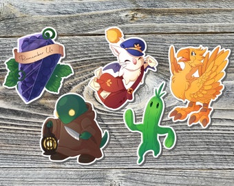 Final Fantasy vinylklistermärke, Moogle, Tonberry, Cactuar, Chocobo