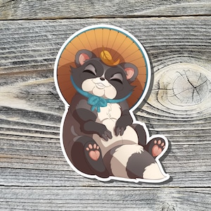 CLEARNACE - Tanuki Vinyl Sticker ~ Autumn Racoon Dog Laptop Decal and Mini Monster Print