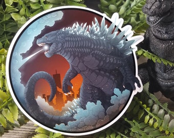 Godzilla King of Monsters 5 inch Vinyl Sticker & Kaiju Collectable Card ~ Kaiju Laptop Decal