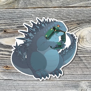Chibi Minus One Godzilla ~ Kawaii Kaiju Laptop Aufkleber und Mini Monster Karte