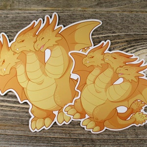 Kawaii Gsidorah 5 and 4 inch Vinyl Stickers ~ Chibi Kaiju Laptop Sticker & Mini Monster Kartendesign