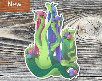 Hortensia Hydra - Dragon Laptop sticker en Mini Monster Print