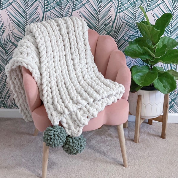 Winter - CROCHET PATTERN - Jumbo Yarn Knit Stitch Blanket -  3 sizes!