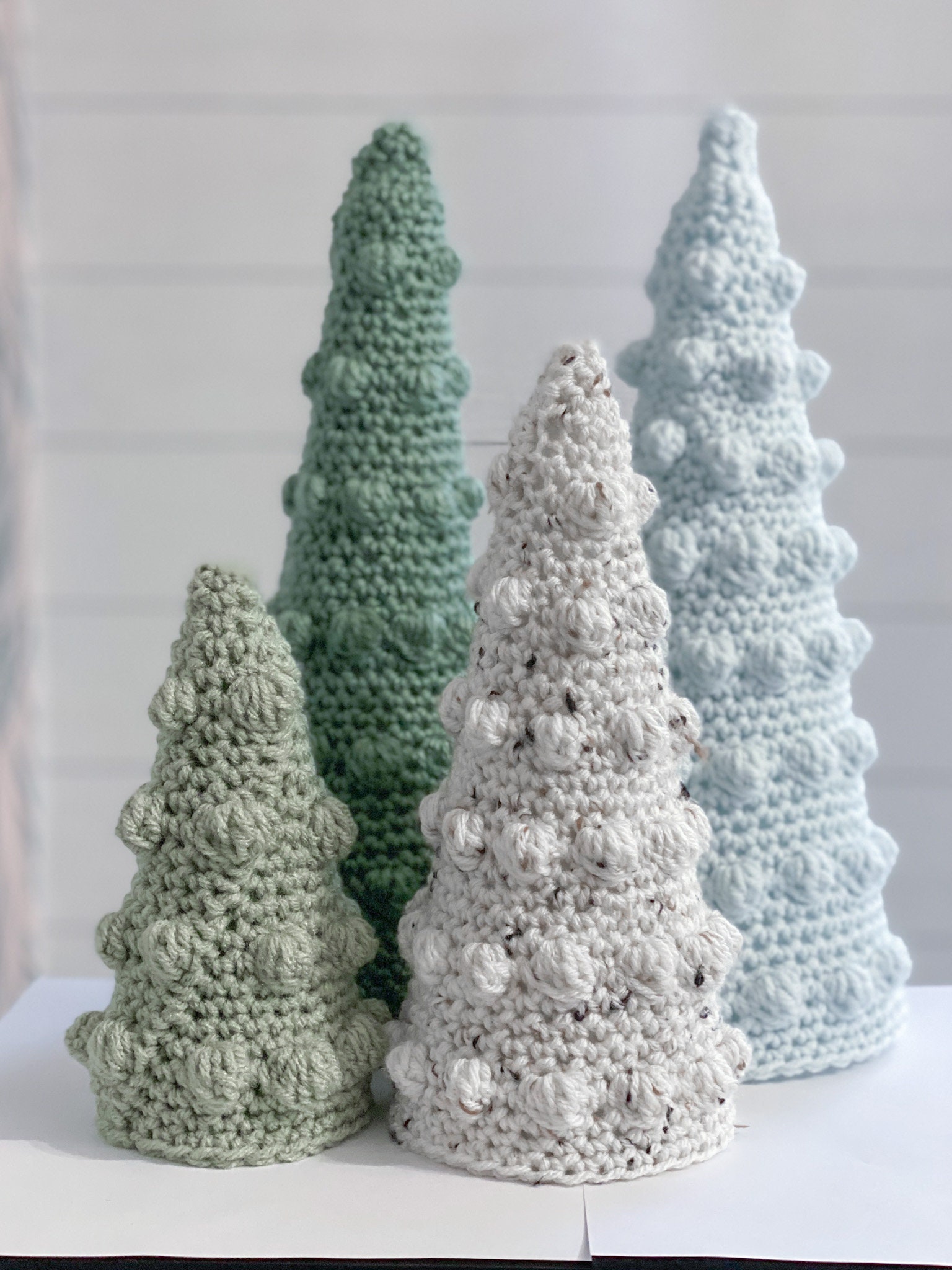 Crochet Pattern ** Christmas/Holiday Bobble Trees - 4 sizes included