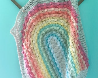 PAQUETE DE 2 PATRONES *****La manta original con pompones de arcoíris y encantadores patrones de crochet