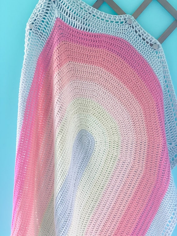 かぎ針編みパターン*** 子供用レインボーブランケット（48インチ×44