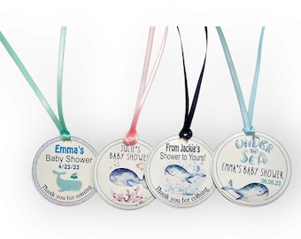 Nautical Whale Baby Shower Bridal Shower Gender Reveal Personalized Tags