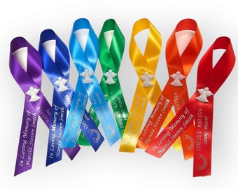 LGBTQ Personalized Memorial Ribbon Pins for Funeral or Celebration of Life Assembled Fundraiser Awareness Butterfly