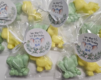 Baby Shower Party Favors Animal Soaps with Personalized Tags -Boy Decorations Wild One Birthday Gift Girl Zebra Lion Elephant Monkey