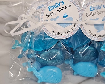 Whale Baby Shower Favors - 10 Personalized Soaps with Tags for nautical birthday party bridal shower Under the Sea Theme