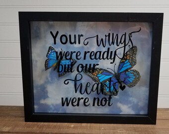 Miscarriage Infant Loss Memorial Gift - Memorialize your unborn baby or infant loss with our custom shadow box filled with butterflies