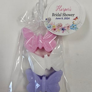 Personalized Butterfly Birthday Bridal Shower Favors Party Soap for Wedding or Baby Sprinkle with Tags image 1