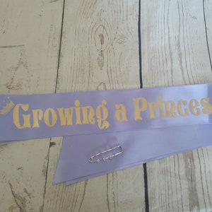 Growing a Princess Sash Posh Baby Shower for mom to be to wear comes with Crown Rhinestone Silver Pin image 2