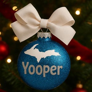 Michigan Yooper Christmas Gift - UP Upper Peninsula, Xmas Ornament comes in Gift Box - White Elephant Secret Santa