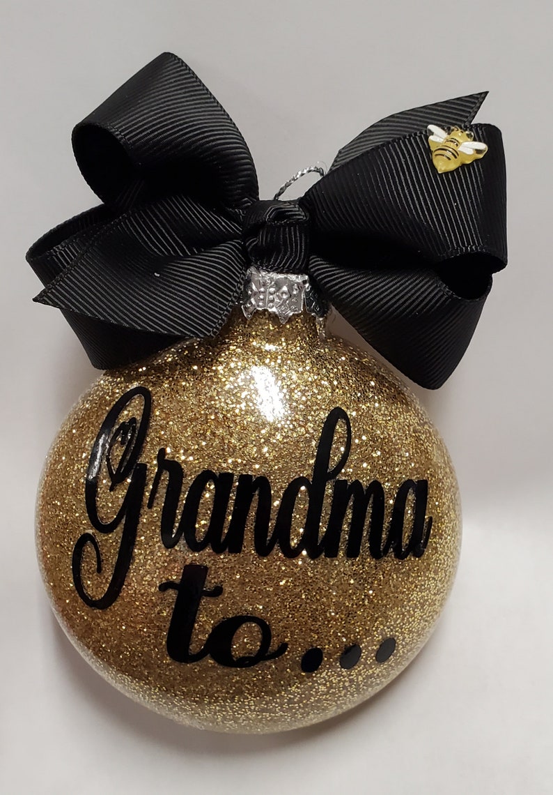 Grandma to Bee Glitter Christmas Bulb Ornament Gift with Ribbon be image 3