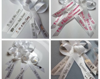 Personalized Ribbons for Wedding Bridal Shower Baby Shower Celebration  Party Favor Custom Wording Assembled for Gifts Pack of 25 