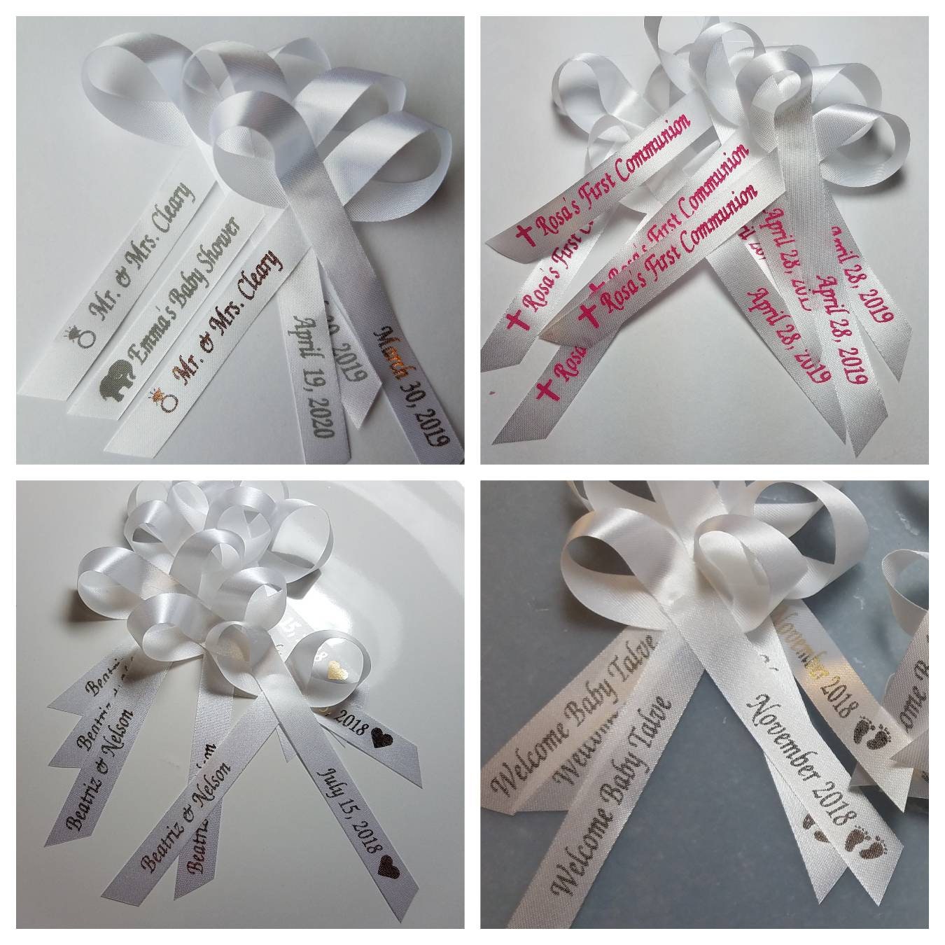 175 Personalized Ribbons 1/4" or 3/8" Wedding Birthday Party Baby Shower Favor 