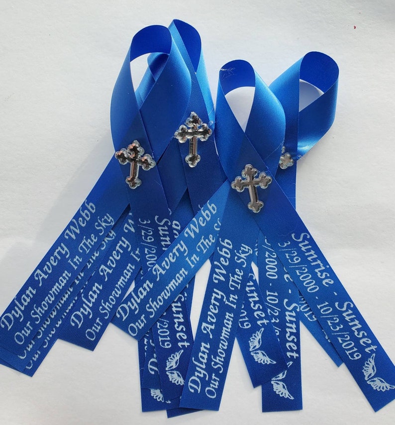Personalized Memorial Ribbon Pins for Funeral or Celebration Etsy