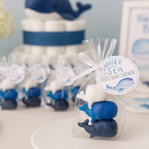 Whale Baby Shower Favors - 10 Personalized Soaps with Tags for nautical birthday party bridal shower Under the Sea Theme