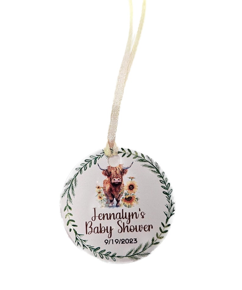 Highland Cow Baby Shower Birthday Party Bridal Shower Gender Reveal Personalized Tags image 5