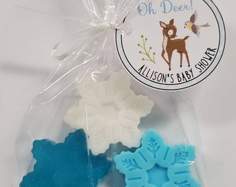 Happy Onederful Snowflake Birthday Party Favors Baby Bridal Shower withPersonalized Soaps with Tags for Wedding Winter Wonderland