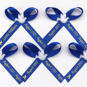 Personalized Memorial Ribbons for Celebration of Life Party Favor Custom Wording Assembled Bows for Baptism or Christening | Pack of 25