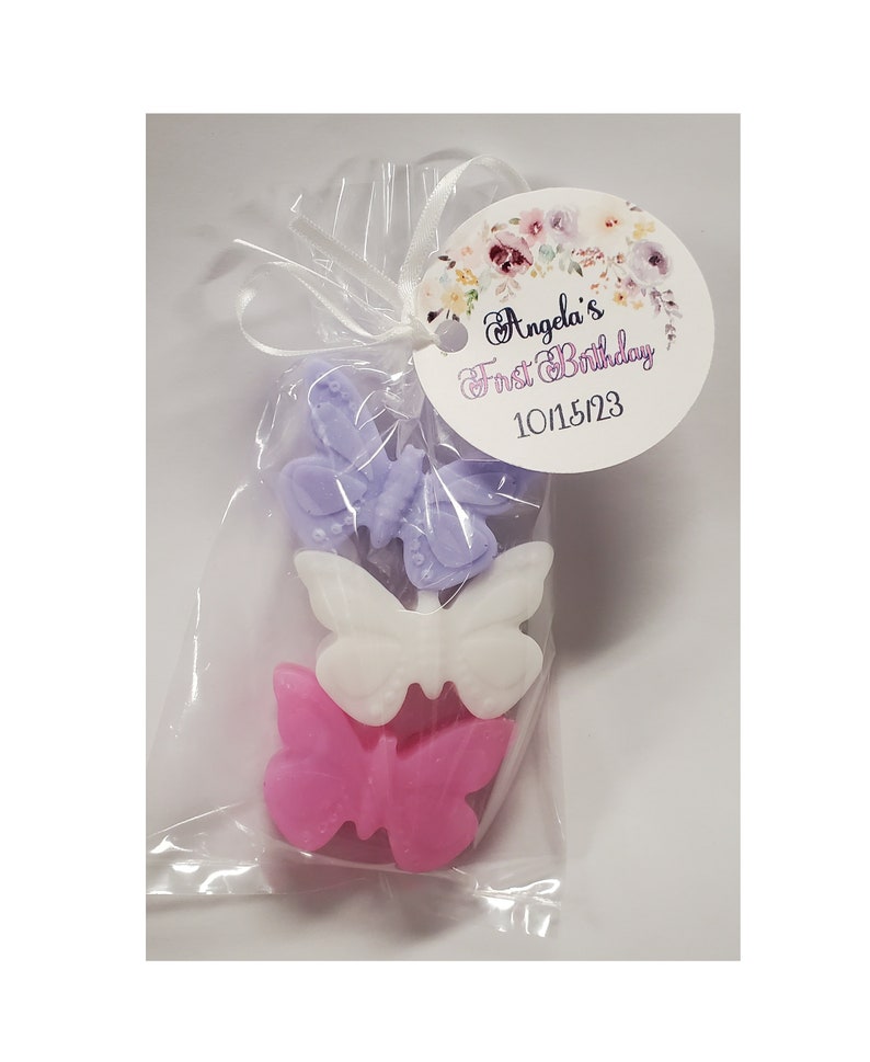 Personalized Butterfly Birthday Bridal Shower Favors Party Soap for Wedding or Baby Sprinkle with Tags image 2