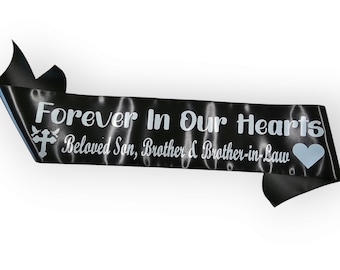 Personalized Memorial Funeral Sash Ribbon or Celebration of Life In Loving Memory for Casket or Wreath Flowers