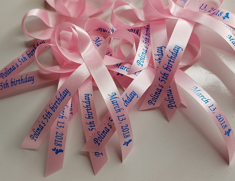 Personalized Ribbons Birthday Bridal Shower Wedding Or Baby Celebration Party Favor Custom Wording Assembled Pack Of 25