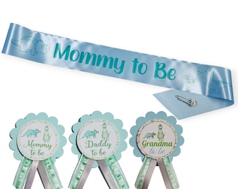 Dinosaur Baby Shower Sash or Pins for Daddy or Mommy to Be pin to wear at Baby Shower or Sprinkle TRex