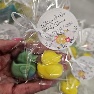 Rubber Duck Baby Shower Favors - Personalized Tags Scented Soaps Custom Made Favors for Kids First Birthday Gifts | Pack of 10