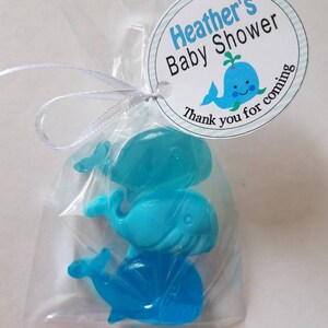 Whale Baby Shower Favors 10 Personalized Soaps with Tags for nautical birthday party bridal shower Under the Sea Theme image 4